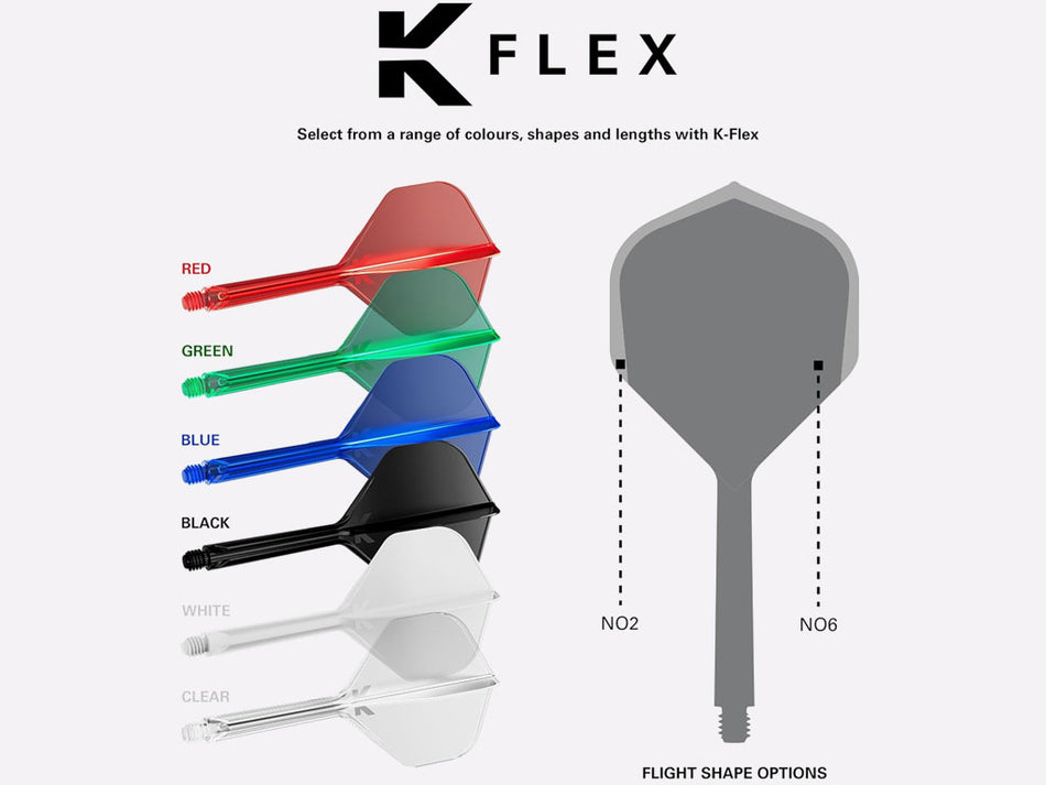 Target K-Flex Integrated Dart Flight And Shaft System, No2 Standard, Short, Transparent Colors