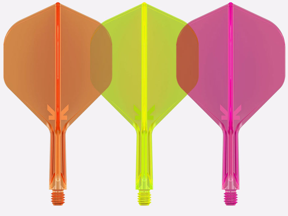 Target K-Flex Integrated Dart Flight And Shaft System, No2 Standard, Short, Neon colors